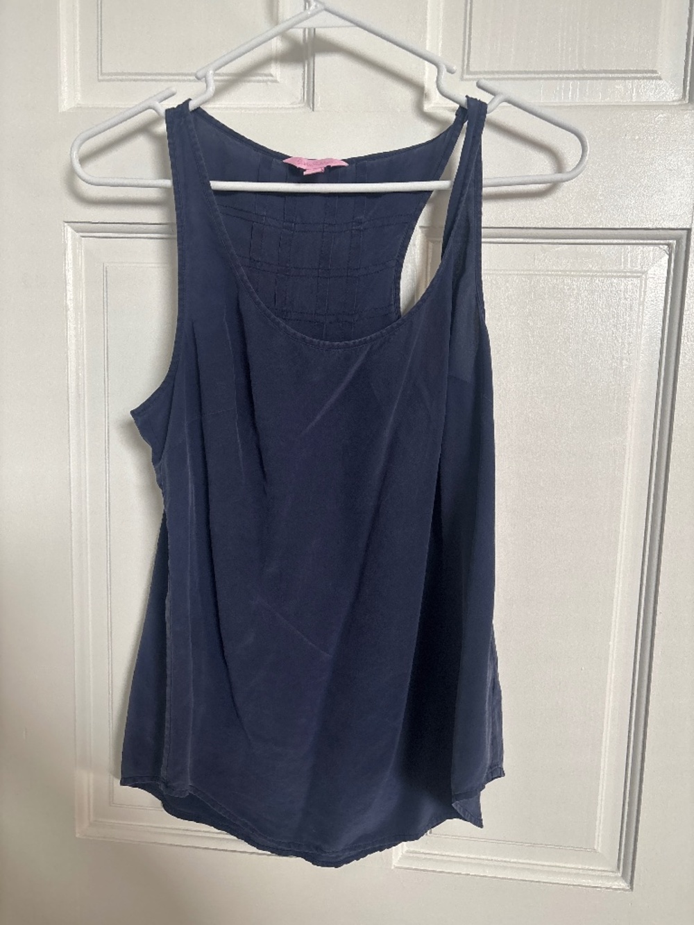 Navy silk top